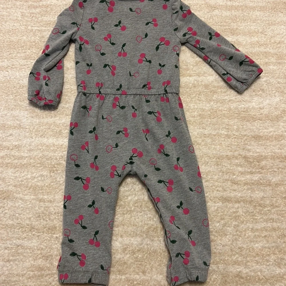 Baby Girls Just For One Carters Gray Cherry Jumpsuit! Never worn!